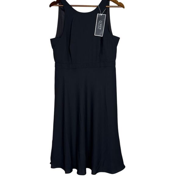 NWT J. Crew Flowy Sleeveless Sheath Midi Dress Lined V Back Zip Up 10 Black - Picture 15 of 15